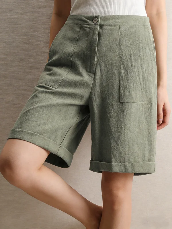 Cotton Linen Bermuda Shorts for Women Shorts Cotton Linen Bermuda Shorts for Women Shorts KDBazar