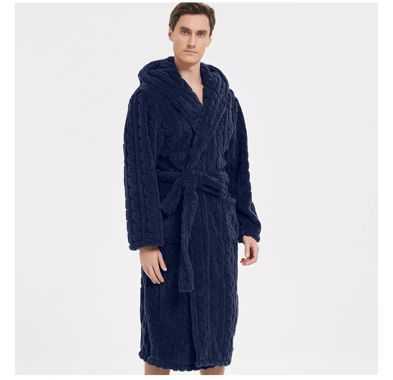 Cotton velvet hooded robe hood detail