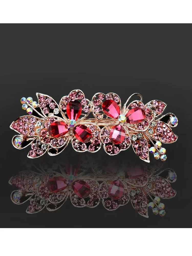 Red and pink crystal butterfly hair clip