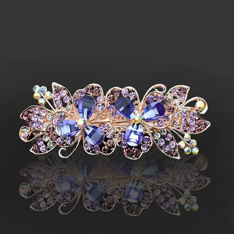 Purple crystal butterfly hair clip