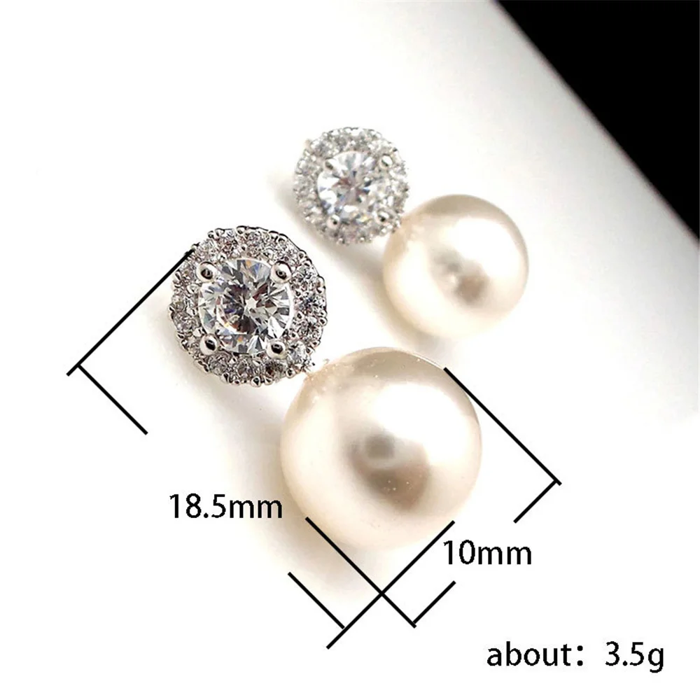 Cute Female Stone White Zircon Pearl Stud Earrings Silver Color Wedding Jewelry For Women Cute Female Stone White Zircon Pearl Stud Earrings Silver Color Wedding Jewelry For Women KDBazar