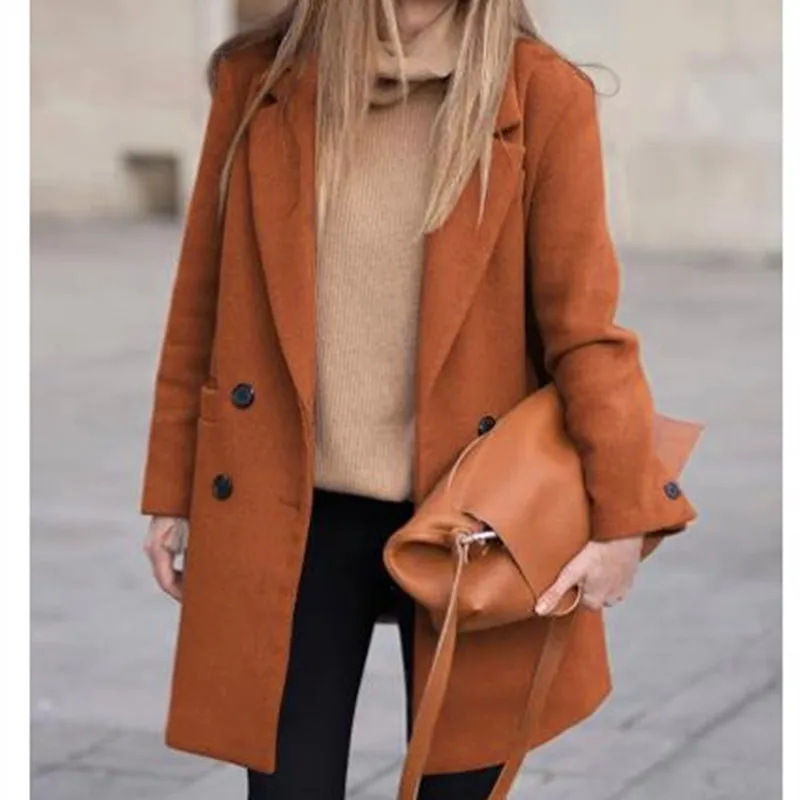 Double Breasted Wool Blend Coat for Women Coats Double Breasted Wool Blend Coat for Women Coats KDBazar