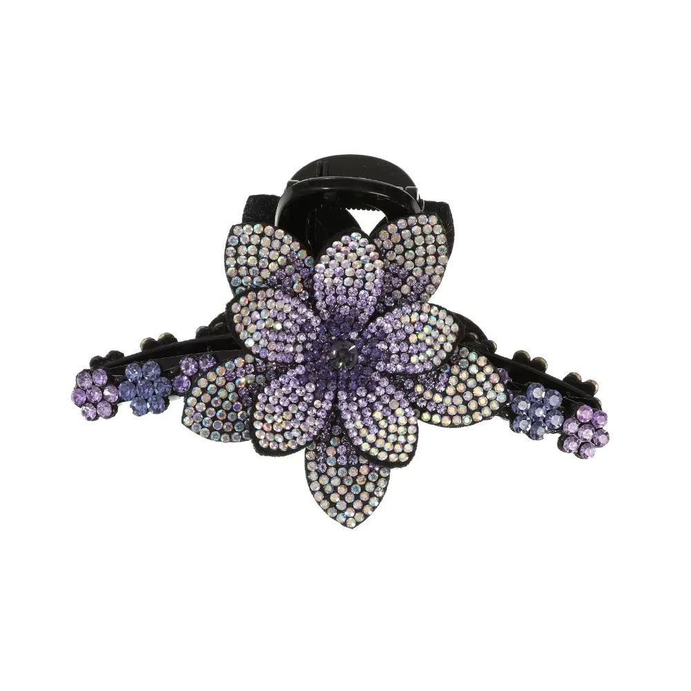 Rhinestone flower hair claw in multiple colors