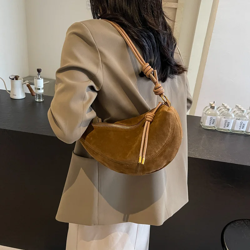 Faux Suede Super Popular Niche Suede Shoulder Bag for Women 2025 Hot Sale Single Crossbody Bags Underarm Dumpling Sweet Bags Faux Suede Super Popular Niche Suede Shoulder Bag for Women 2025 Hot Sale Single Crossbody Bags Underarm Dumpling Sweet Bags