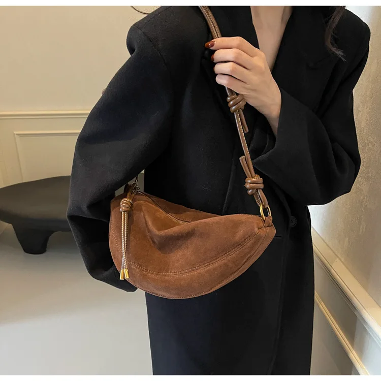Faux Suede Super Popular Niche Suede Shoulder Bag for Women 2025 Hot Sale Single Crossbody Bags Underarm Dumpling Sweet Bags Faux Suede Super Popular Niche Suede Shoulder Bag for Women 2025 Hot Sale Single Crossbody Bags Underarm Dumpling Sweet Bags