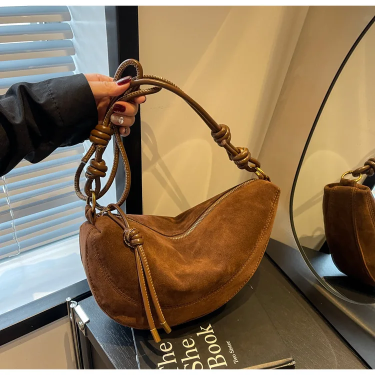 Faux Suede Super Popular Niche Suede Shoulder Bag for Women 2025 Hot Sale Single Crossbody Bags Underarm Dumpling Sweet Bags Faux Suede Super Popular Niche Suede Shoulder Bag for Women 2025 Hot Sale Single Crossbody Bags Underarm Dumpling Sweet Bags