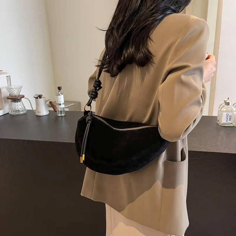Faux Suede Super Popular Niche Suede Shoulder Bag for Women 2025 Hot Sale Single Crossbody Bags Underarm Dumpling Sweet Bags Faux Suede Super Popular Niche Suede Shoulder Bag for Women 2025 Hot Sale Single Crossbody Bags Underarm Dumpling Sweet Bags