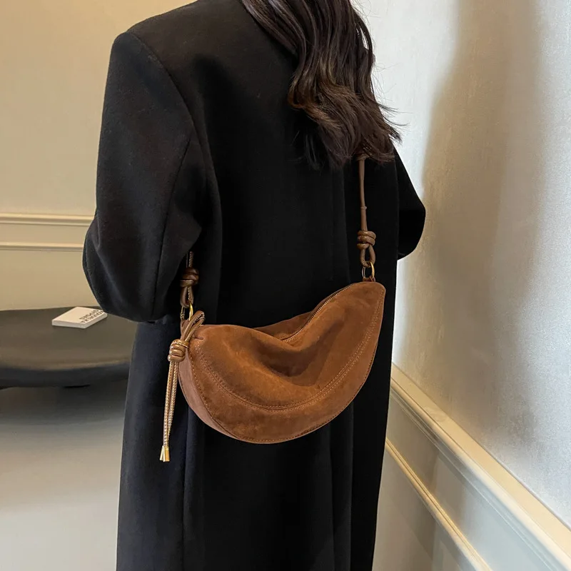 Faux Suede Super Popular Niche Suede Shoulder Bag for Women 2025 Hot Sale Single Crossbody Bags Underarm Dumpling Sweet Bags Faux Suede Super Popular Niche Suede Shoulder Bag for Women 2025 Hot Sale Single Crossbody Bags Underarm Dumpling Sweet Bags