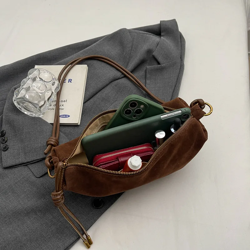 Faux Suede Super Popular Niche Suede Shoulder Bag for Women 2025 Hot Sale Single Crossbody Bags Underarm Dumpling Sweet Bags Faux Suede Super Popular Niche Suede Shoulder Bag for Women 2025 Hot Sale Single Crossbody Bags Underarm Dumpling Sweet Bags