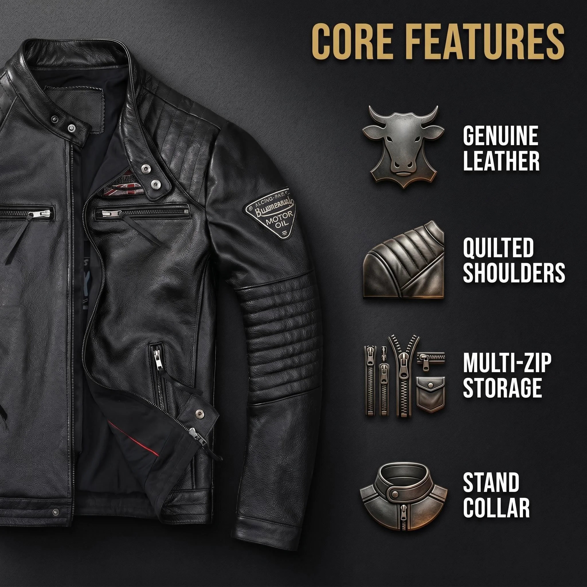 Genuine Cowhide Leather Biker Jacket Men’s Slim Fit Short Motorcycle Coat Embroidery Men’s Coats & Jackets Men’s Fashion Motorcycle Jackets for Men Genuine Cowhide Leather Biker Jacket Men's Slim Fit Short Motorcycle Coat Embroidery Men's Coats & Jackets Men's Fashion Motorcycle Jackets for Men KDBazar