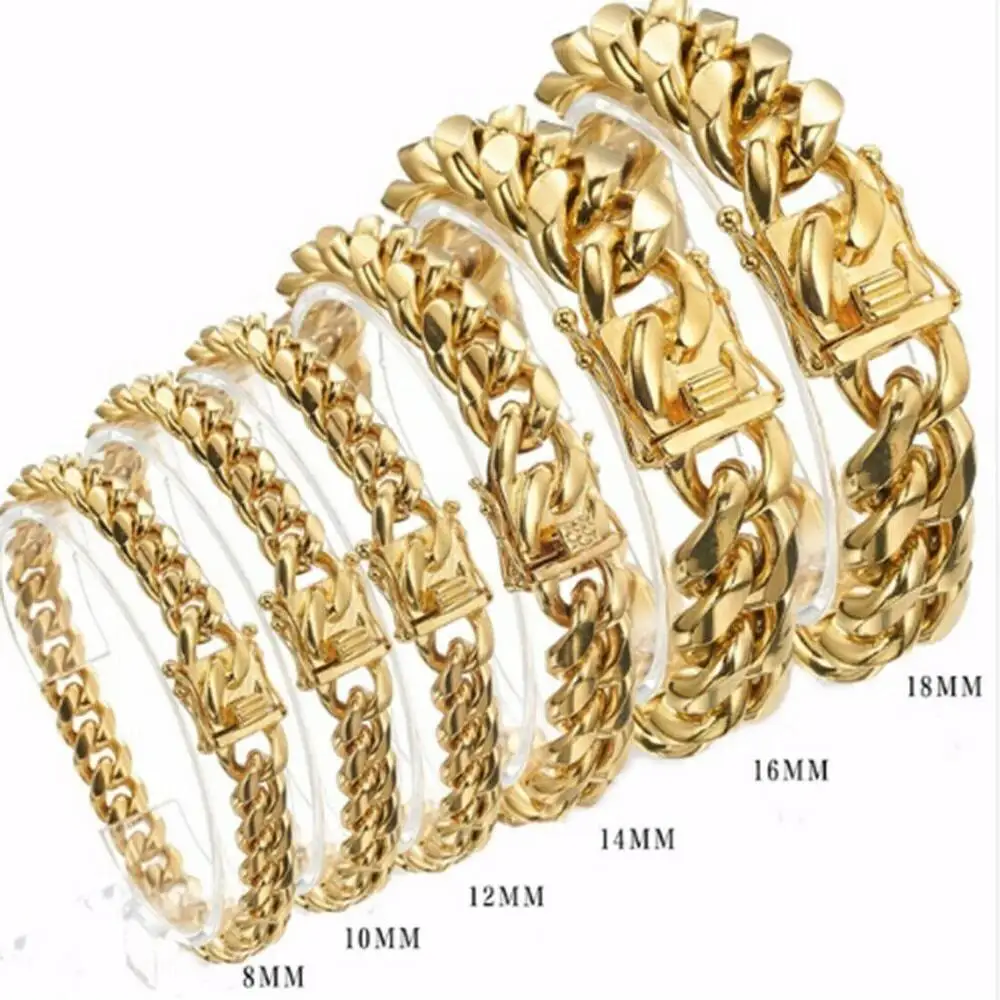 Gold Color/Rose Gold Stainless Steel Curb Cuban Link Chain Bracelet Bangle Jewelry 7-11inch for Men Women 8/10/12/14/16/18mm Bracelets and Bangles Jewelry & Watches Gold Color/Rose Gold Stainless Steel Curb Cuban Link Chain Bracelet Bangle Jewelry 7-11inch for Men Women 8/10/12/14/16/18mm Bracelets and Bangles Jewelry & Watches KDBazar