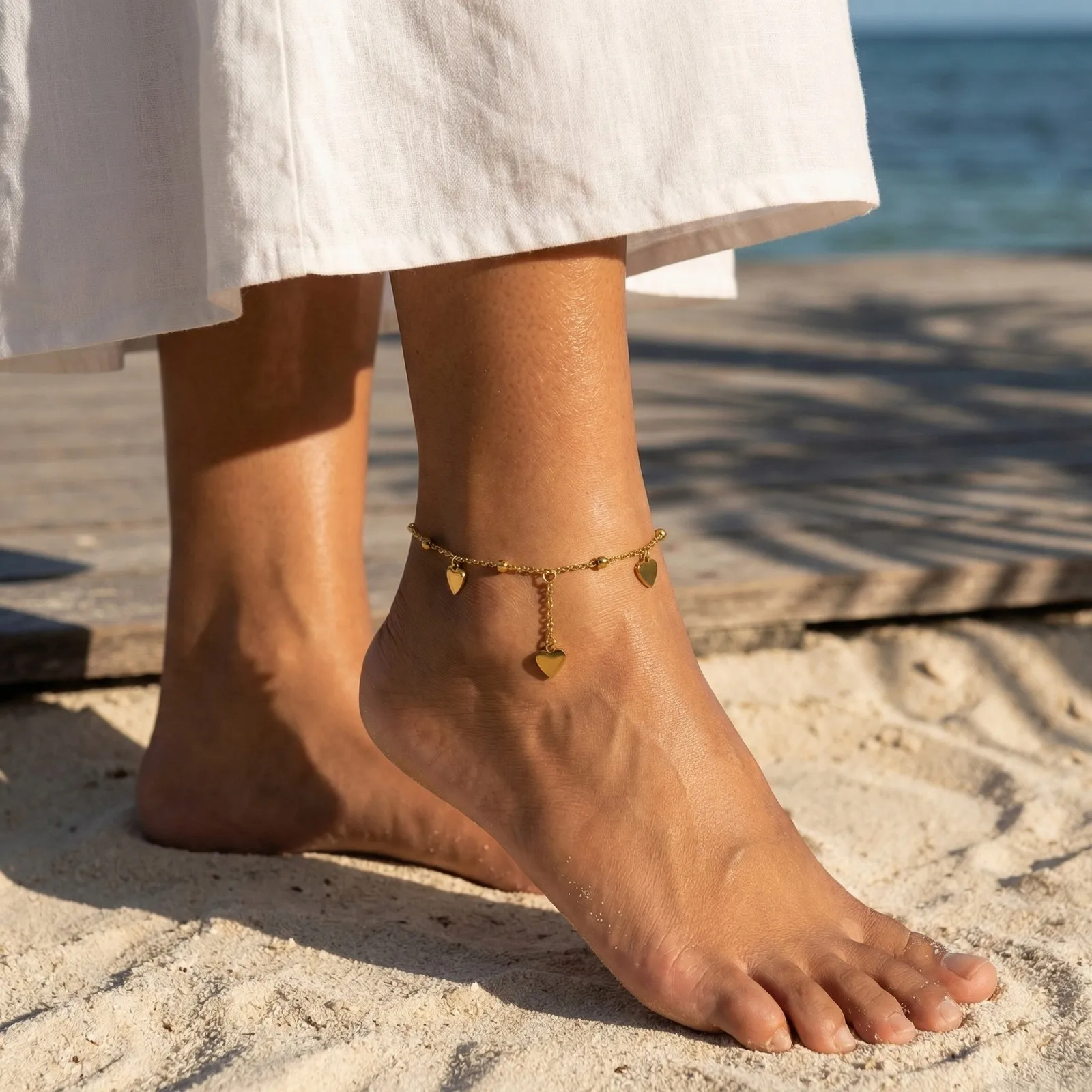Heart Anklet, Stainless Steel Beaded Adjustable Foot Bracelet for Women, Waterproof Summer Beach Jewelry Bags & Accessories handbags and purses Leather Wallets Heart Anklet, Stainless Steel Beaded Adjustable Foot Bracelet for Women, Waterproof Summer Beach Jewelry Bags & Accessories handbags and purses Leather Wallets KDBazar