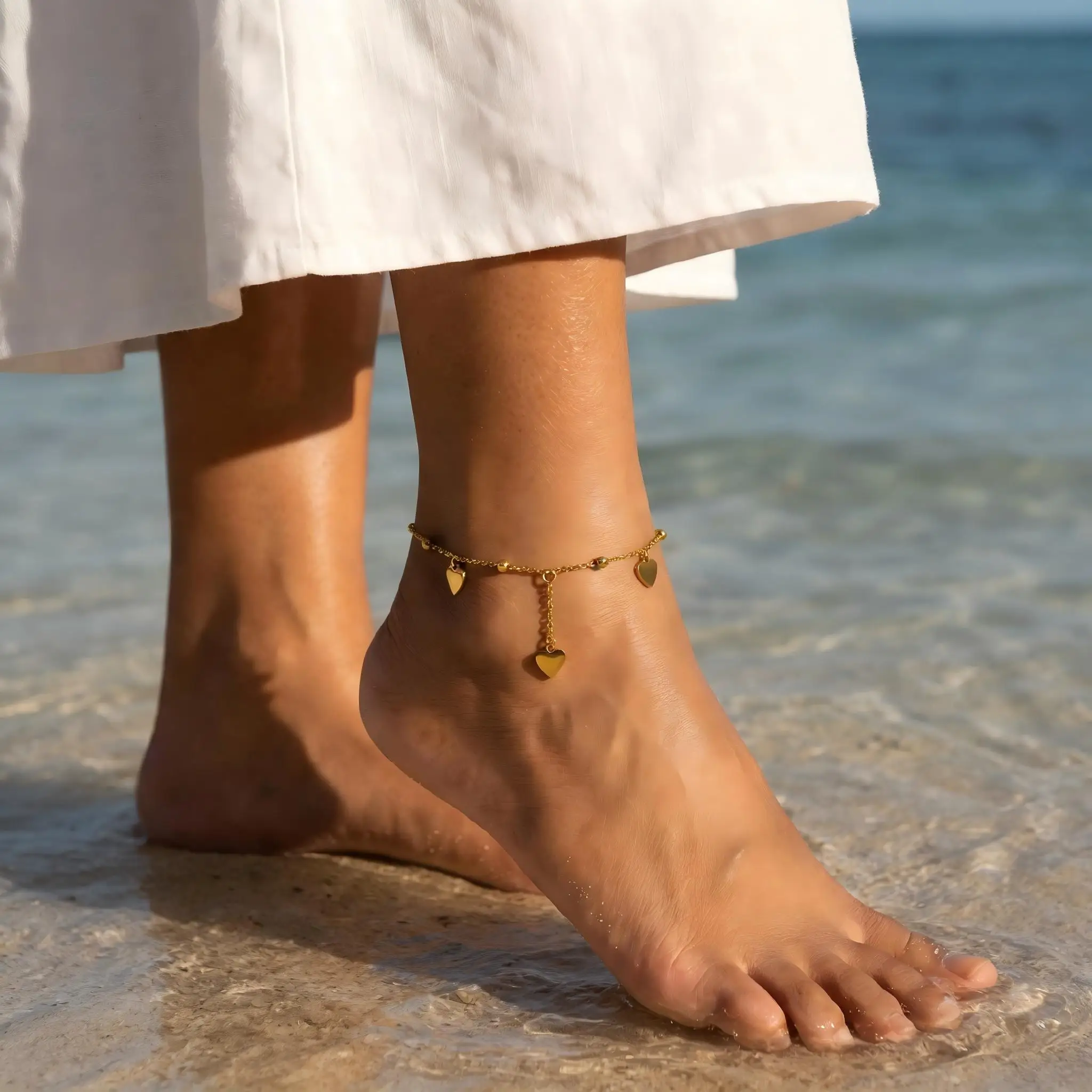 Heart Anklet, Stainless Steel Beaded Adjustable Foot Bracelet for Women, Waterproof Summer Beach Jewelry Bags & Accessories handbags and purses Leather Wallets Heart Anklet, Stainless Steel Beaded Adjustable Foot Bracelet for Women, Waterproof Summer Beach Jewelry Bags & Accessories handbags and purses Leather Wallets KDBazar