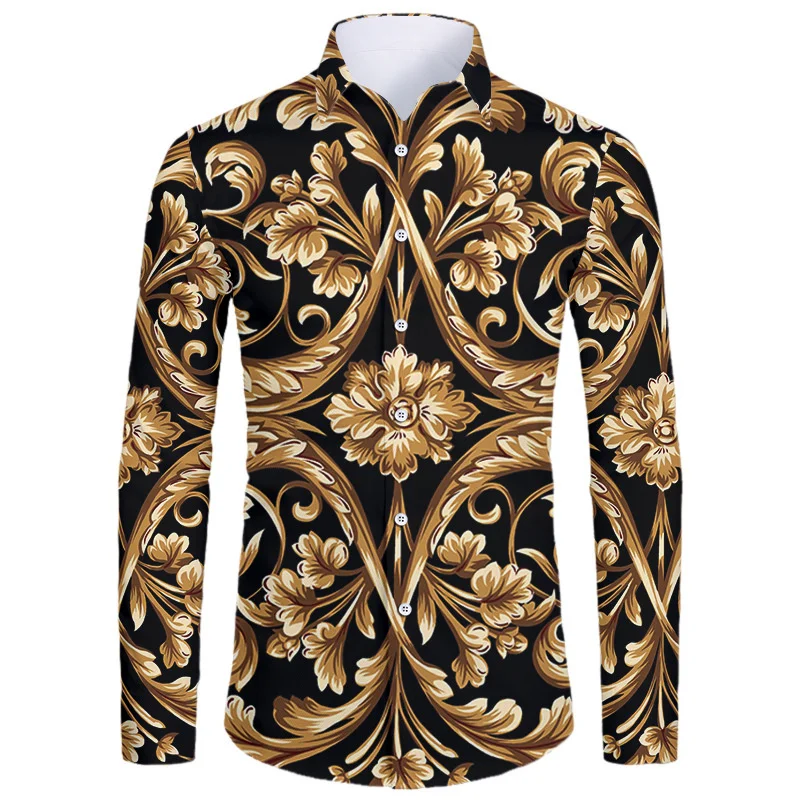 Golden pattern 3D print shirt detail view