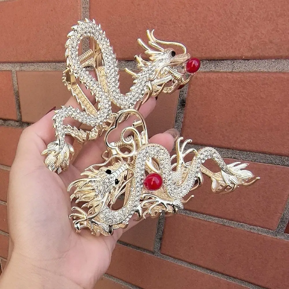 Silver dragon rhinestone hair comb design