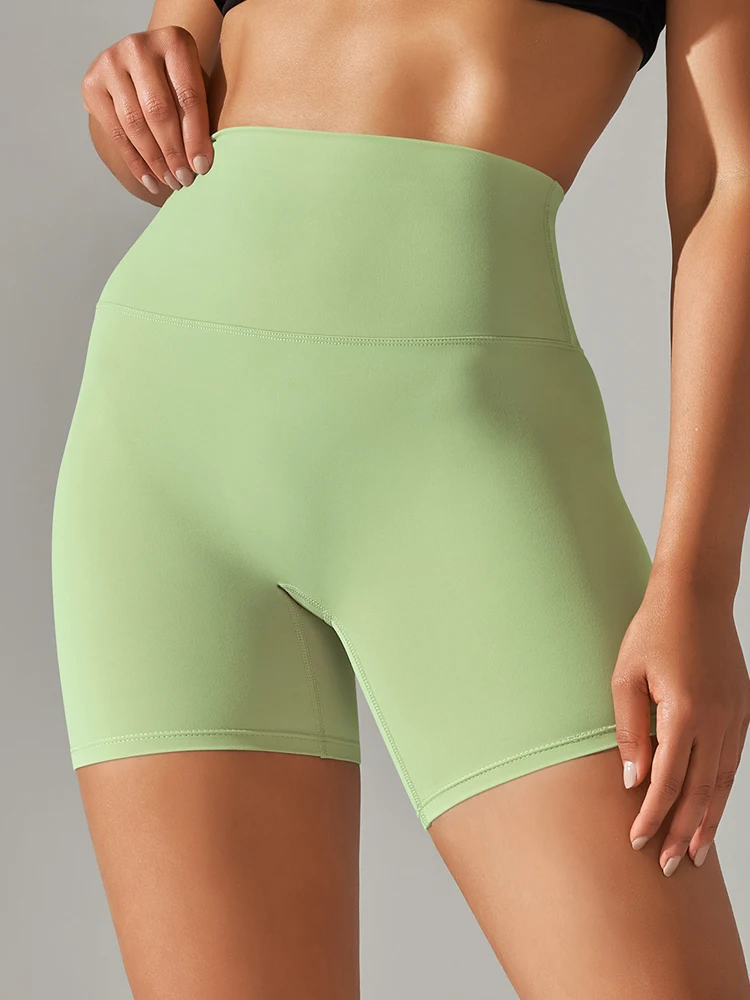 High waist biker shorts for women in cocoa