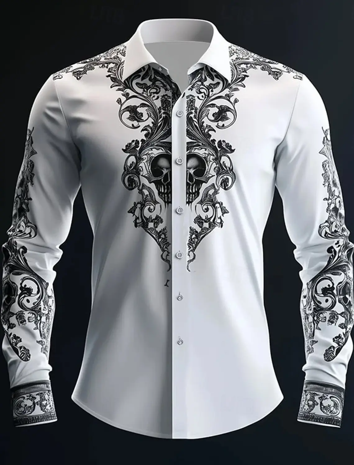 Skull print gothic shirt detail view
