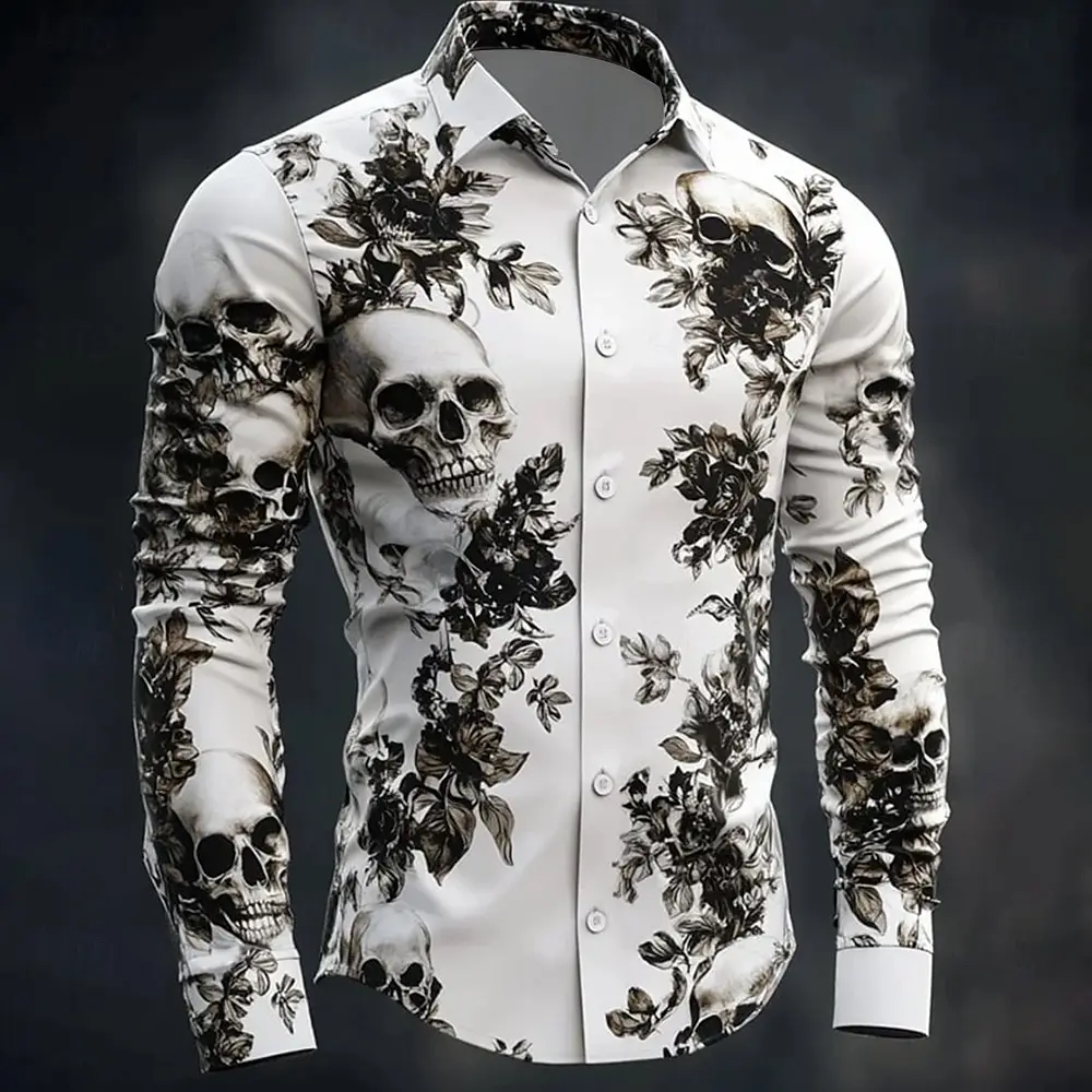 Hip Hop Skull Print Shirt Men Streetwear 2025 Long Sleeve Tops Urban Trendy Graphic Tee Shirt Casual Loose Fit Gothic Clothing Dress Shirt Hip Hop Skull Print Shirt Men Streetwear 2025 Long Sleeve Tops Urban Trendy Graphic Tee Shirt Casual Loose Fit Gothic Clothing Dress Shirt KDBazar