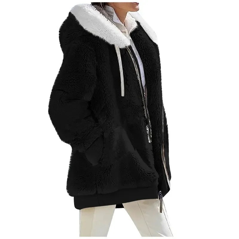 Hooded fleece jacket for women front view