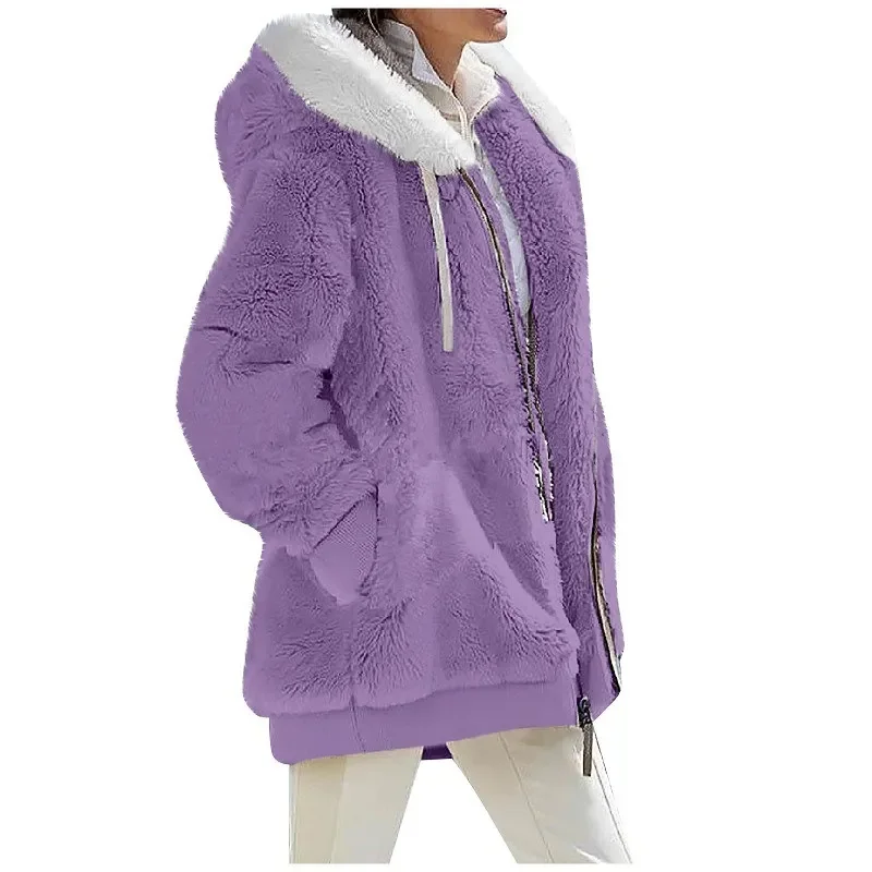Hooded fleece jacket side view