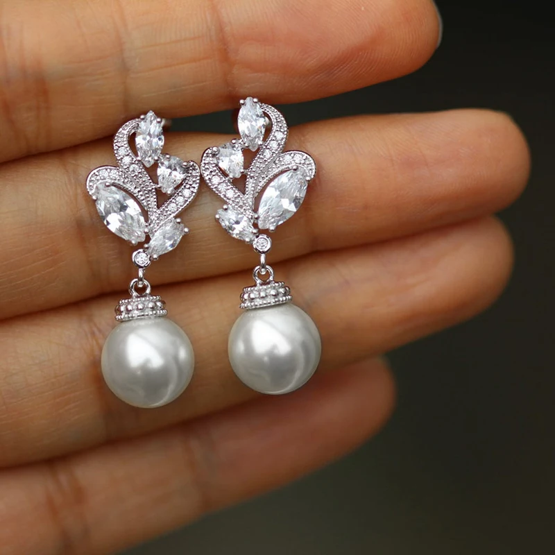 Huitan Elegant Imitation Pearl Dangle Earrings Elegant Women Party Accessories High-quality Silver Color Fresh Statement Jewelry Huitan Elegant Imitation Pearl Dangle Earrings Elegant Women Party Accessories High-quality Silver Color Fresh Statement Jewelry KDBazar