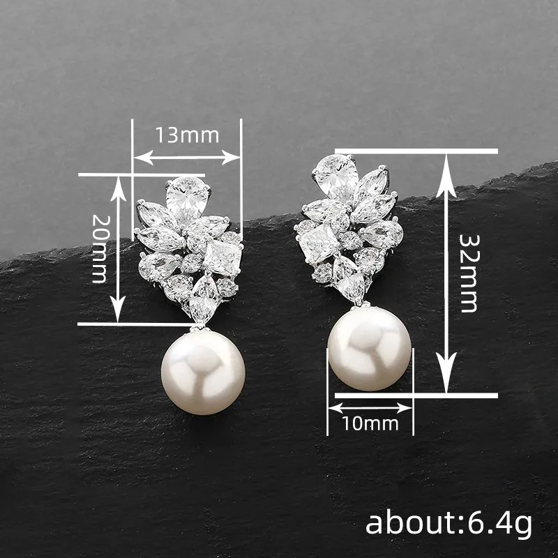 Huitan Luxury Lady Wedding Earrings Exquisite Simulated Pearl Pendant Jewelry Bright Zirconia Accessories for Engagement Party Earrings Huitan Luxury Lady Wedding Earrings Exquisite Simulated Pearl Pendant Jewelry Bright Zirconia Accessories for Engagement Party Earrings KDBazar