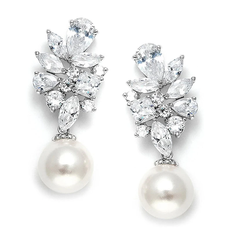 Pearl pendant wedding earrings product photo