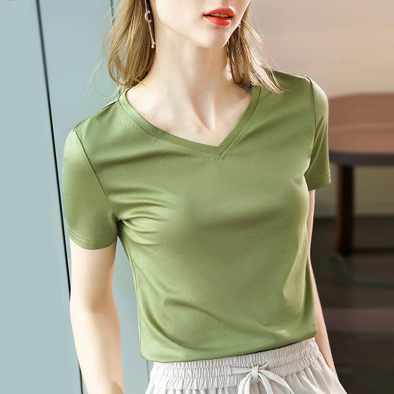 Ice Silk V-Neck T-Shirt front view