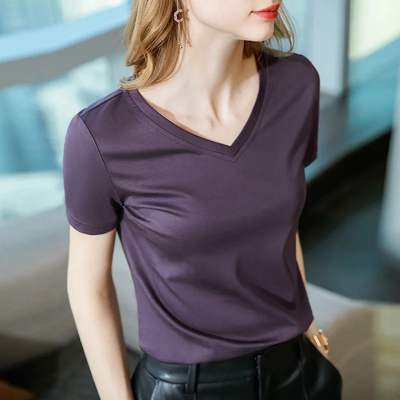 Ice Silk V-Neck T-Shirt side view