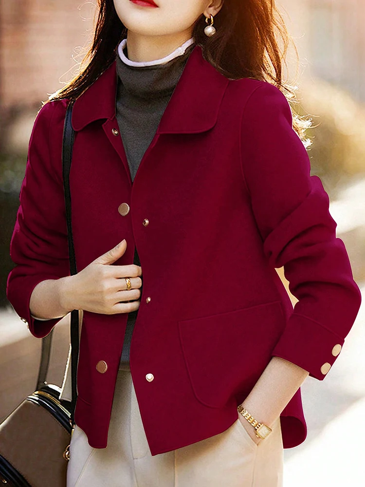 Khaki Short Woolen Jacket for Women Basic Jackets Women Clothing Fashion Women’s Fashion Khaki Short Woolen Jacket for Women Basic Jackets Women Clothing Fashion Women's Fashion KDBazar