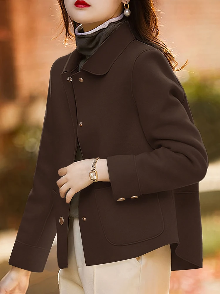 Khaki Short Woolen Jacket for Women Basic Jackets Women Clothing Fashion Women’s Fashion Khaki Short Woolen Jacket for Women Basic Jackets Women Clothing Fashion Women's Fashion KDBazar