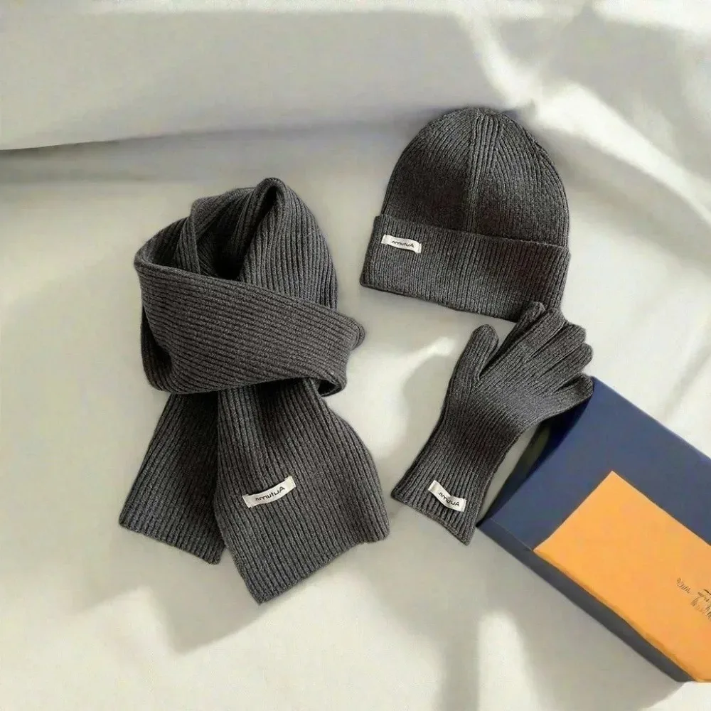 Knitted Winter Scarf Woman Solid Color Hat Scarf Gloves Women’s Windproof Adult Three-piece Set Fashion Women’s Scarf Hat Set Knitted Winter Scarf Woman Solid Color Hat Scarf Gloves Women's Windproof Adult Three-piece Set Fashion Women's Scarf Hat Set KDBazar