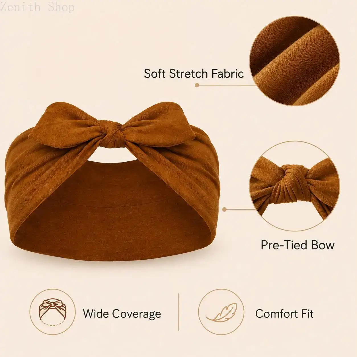 Knotted bow headband worn by model