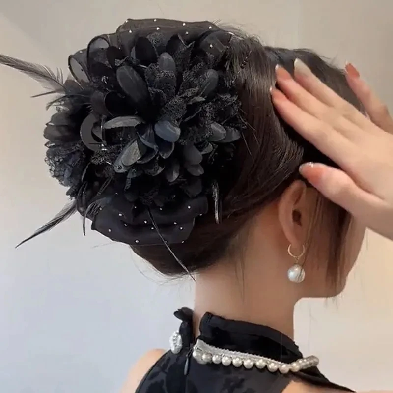 Korean Elegant Women Girls Hair Claw Pleated Organza Pearls Black Feather Grip Shark Hair Clip Women Headwear Hair Accessories Clothing & Accessories Hair Accessories Women’s Fashion Korean Elegant Women Girls Hair Claw Pleated Organza Pearls Black Feather Grip Shark Hair Clip Women Headwear Hair Accessories Clothing & Accessories Hair Accessories Women's Fashion KDBazar
