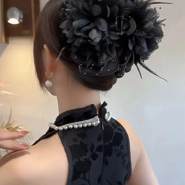 Korean Elegant Women Girls Hair Claw Pleated Organza Pearls Black Feather Grip Shark Hair Clip Women Headwear Hair Accessories Clothing & Accessories Hair Accessories Women’s Fashion Korean Elegant Women Girls Hair Claw Pleated Organza Pearls Black Feather Grip Shark Hair Clip Women Headwear Hair Accessories Clothing & Accessories Hair Accessories Women's Fashion KDBazar