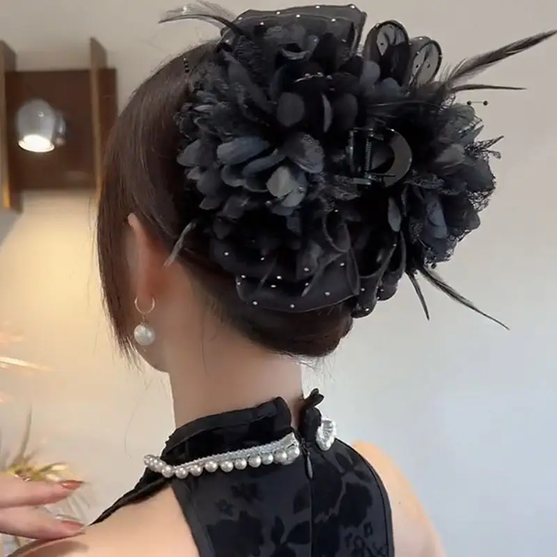 Korean Elegant Women Girls Hair Claw Pleated Organza Pearls Black Feather Grip Shark Hair Clip Women Headwear Hair Accessories Clothing & Accessories Hair Accessories Women’s Fashion Korean Elegant Women Girls Hair Claw Pleated Organza Pearls Black Feather Grip Shark Hair Clip Women Headwear Hair Accessories Clothing & Accessories Hair Accessories Women's Fashion KDBazar