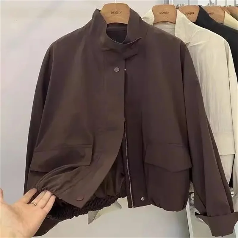 Korean Stand Up Collar Jacket 2026 – Women’s Loose Windbreaker Coat Basic Jackets Women Clothing Fashion Women’s Fashion Korean Stand Up Collar Jacket 2026 – Women's Loose Windbreaker Coat Basic Jackets Women Clothing Fashion Women's Fashion KDBazar