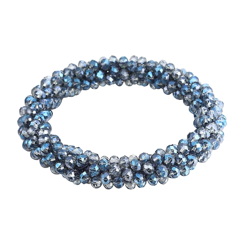Woman wearing bohemian beaded bracelet