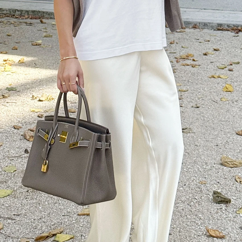 Linad Elegant Brown Satin Wide Leg Pants Women Autumn Fashion Beige High Waist Trousers Street Chic Silk Long Pants Female 2025 Linad Elegant Brown Satin Wide Leg Pants Women Autumn Fashion Beige High Waist Trousers Street Chic Silk Long Pants Female 2025