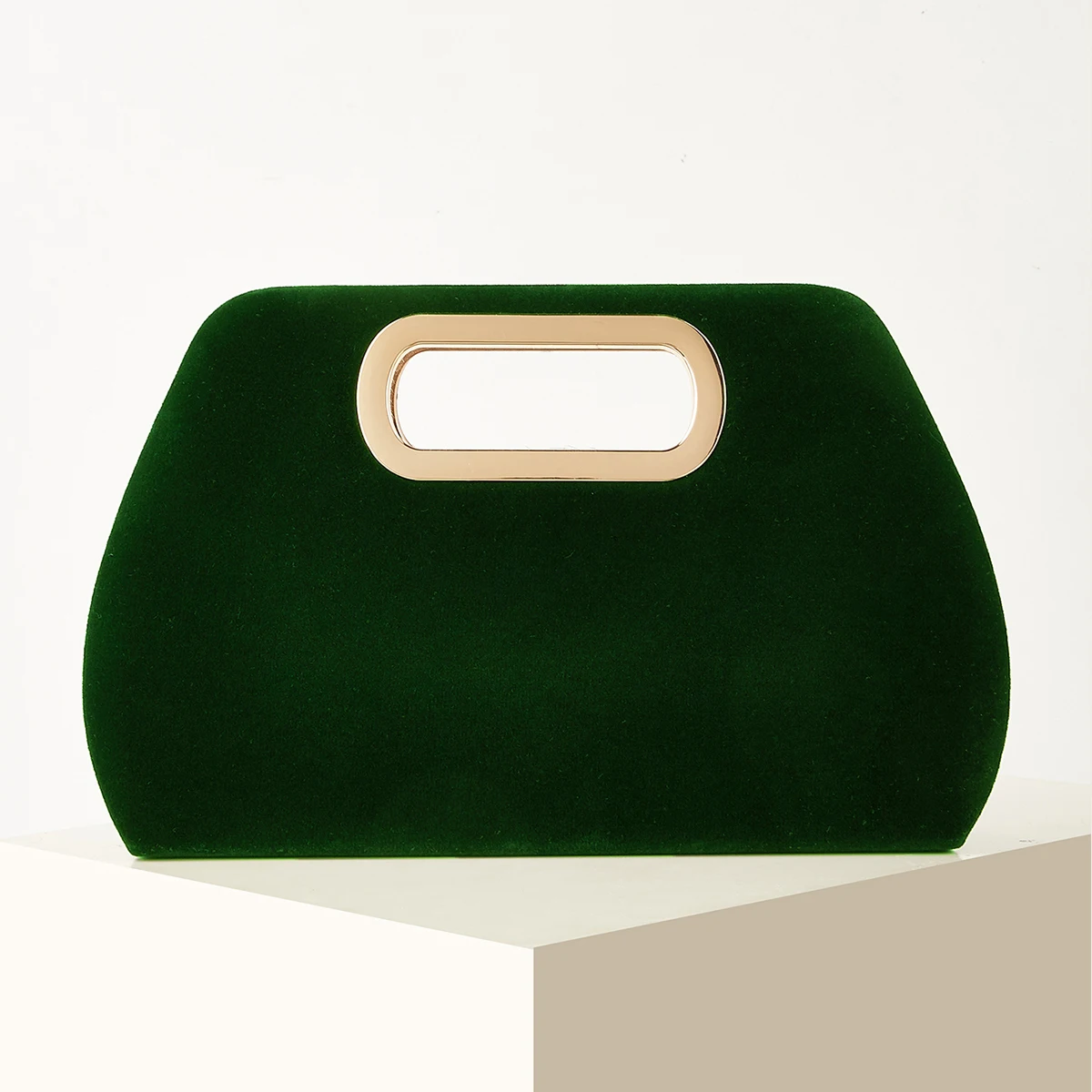 velvet top handle bag for women in green