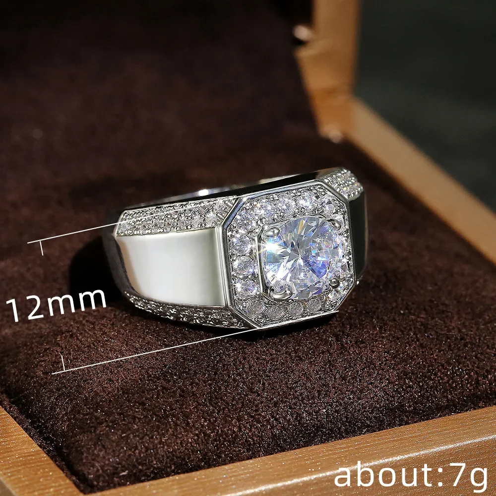Sterling silver AAA crystal wedding ring front view