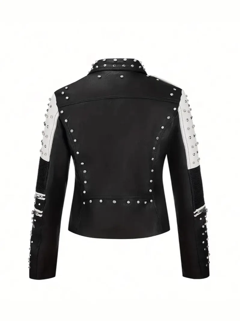Luxury Studded Leather Jacket, Motorcycle Slim Fit Punk Rock Women’s Diamond Zipper Multi-Pocket Jacket zipper Coat Outwea Women’s Jackets & Coats Luxury Studded Leather Jacket, Motorcycle Slim Fit Punk Rock Women's Diamond Zipper Multi-Pocket Jacket zipper Coat Outwea Women's Jackets & Coats KDBazar