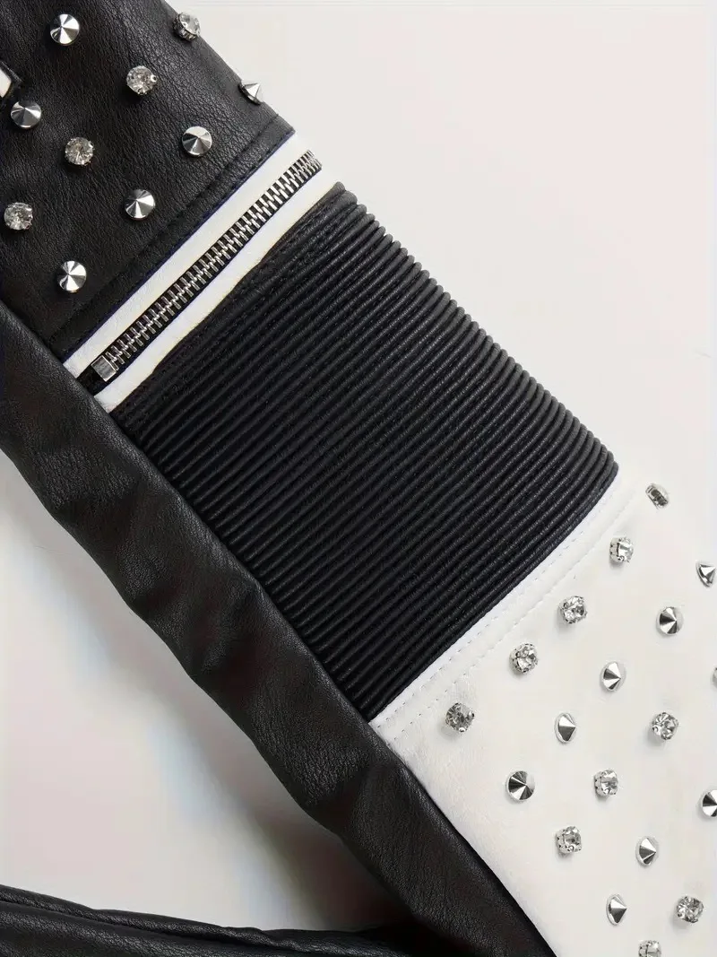 Luxury Studded Leather Jacket, Motorcycle Slim Fit Punk Rock Women’s Diamond Zipper Multi-Pocket Jacket zipper Coat Outwea Women’s Jackets & Coats Luxury Studded Leather Jacket, Motorcycle Slim Fit Punk Rock Women's Diamond Zipper Multi-Pocket Jacket zipper Coat Outwea Women's Jackets & Coats KDBazar