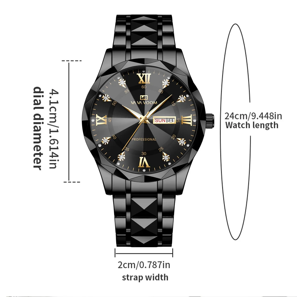 Men Watch Water Diamond Luxury Night Glow Double Calendar Quartz Movement 41mm Blue Gold Stainless Steel Fashion Business Watch Mens Watches Men Watch Water Diamond Luxury Night Glow Double Calendar Quartz Movement 41mm Blue Gold Stainless Steel Fashion Business Watch Mens Watches KDBazar