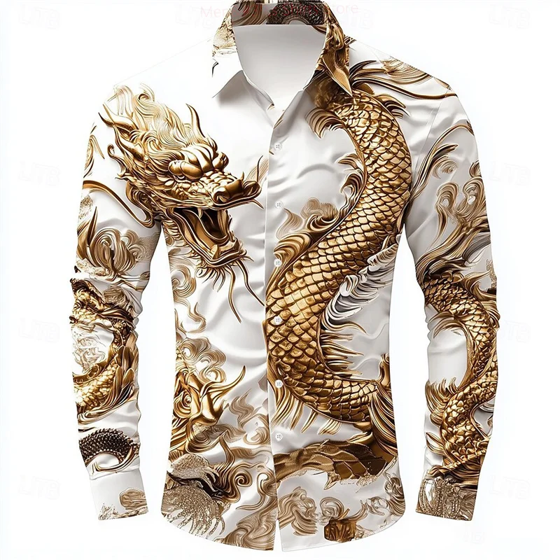 Men’s Animal Dragon Shirt Button Long Sleeve Fashion Casual Shirt Vacation Everyday Street Summer Spring Lapel 3D Printed Shirt Dress Shirt Men's Animal Dragon Shirt Button Long Sleeve Fashion Casual Shirt Vacation Everyday Street Summer Spring Lapel 3D Printed Shirt Dress Shirt KDBazar