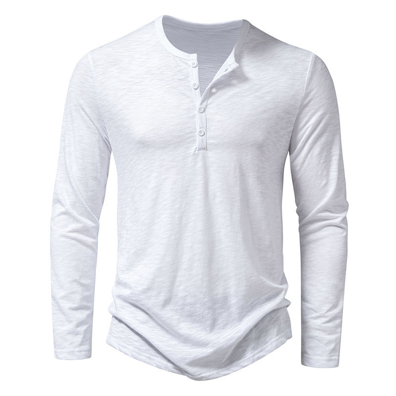 Men's henley button placket detail