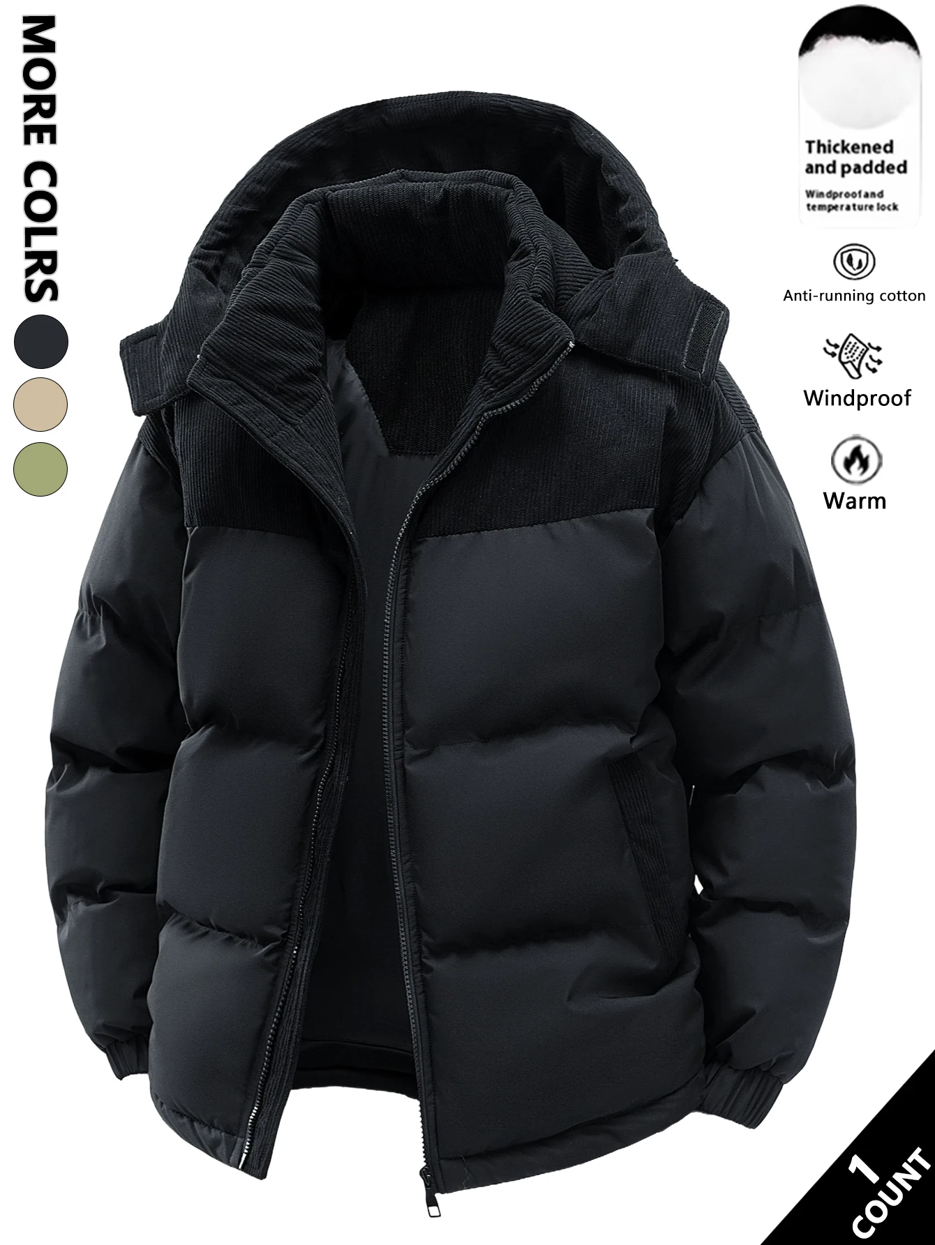 Men’s Hooded Cotton Jacket, Thickeneded and Warm in Winter, Windproof and Cold-Resistant, Simple and Versatile for Work Clothing Cotton Coat Men’s Coats & Jackets Men’s Fashion Men's Hooded Cotton Jacket, Thickeneded and Warm in Winter, Windproof and Cold-Resistant, Simple and Versatile for Work Clothing Cotton Coat Men's Coats & Jackets Men's Fashion KDBazar