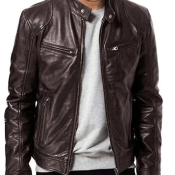 Faux Leather Bomber Jacket for Men