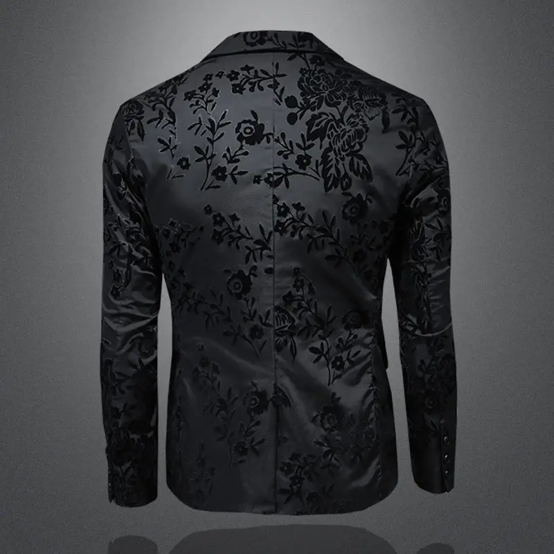 Men's Slim Fit Floral Blazer Jacket styled