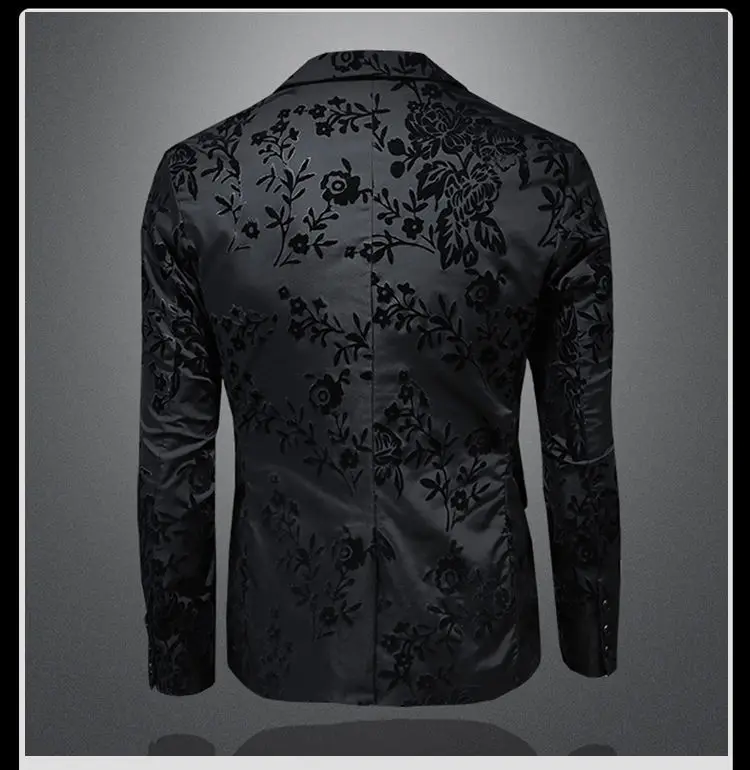 Men's Slim Fit Floral Blazer Jacket